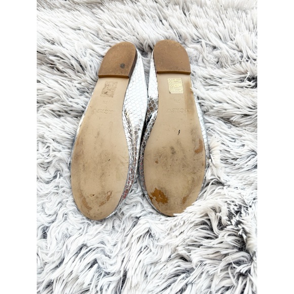J.Crew Evie Mirrored Silver Textured Leather Flats - Picture 6 of 6